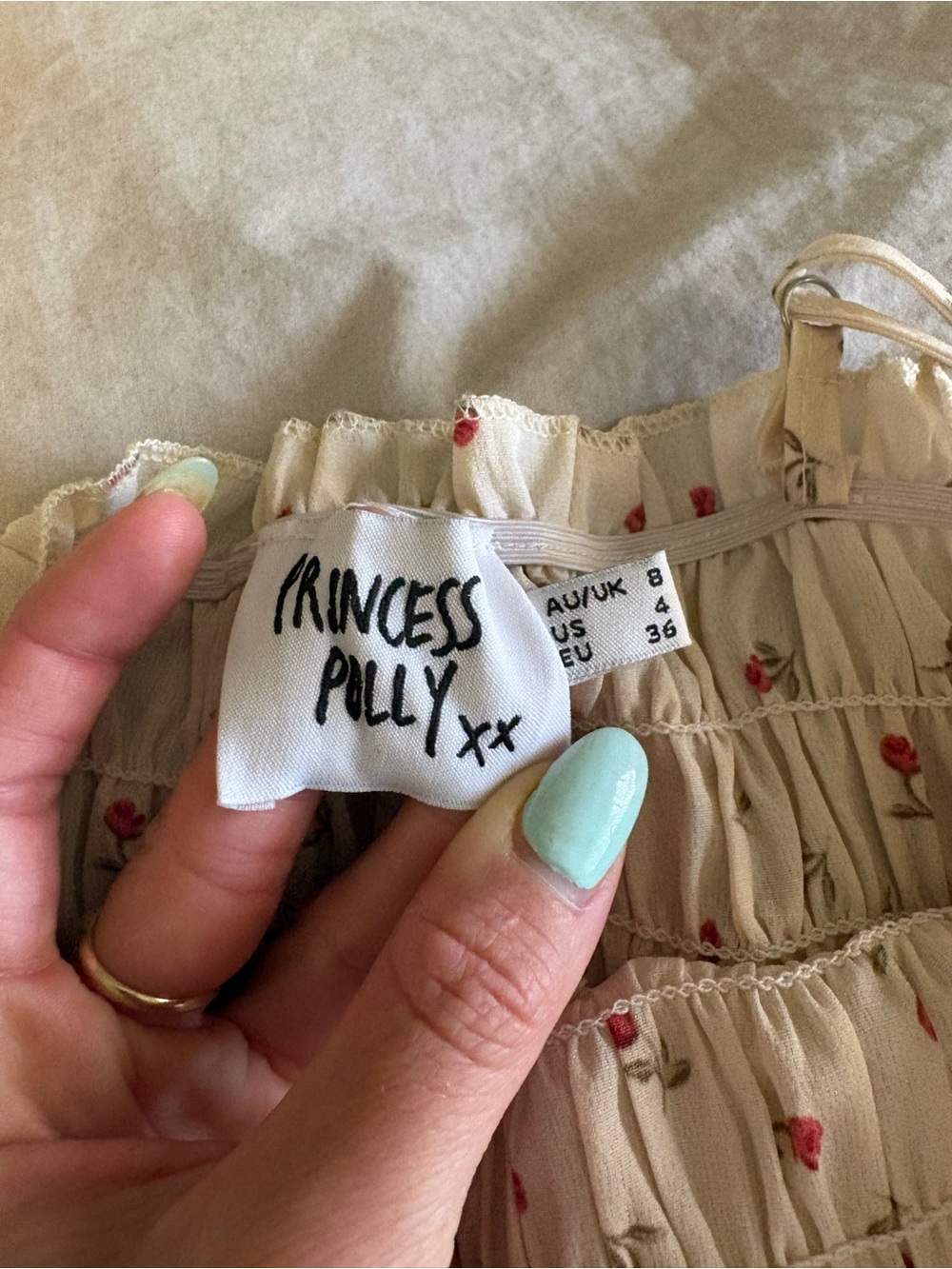 Princess Polly Cream Mini Dress with Red Floral Print - Picture 12 of 15
